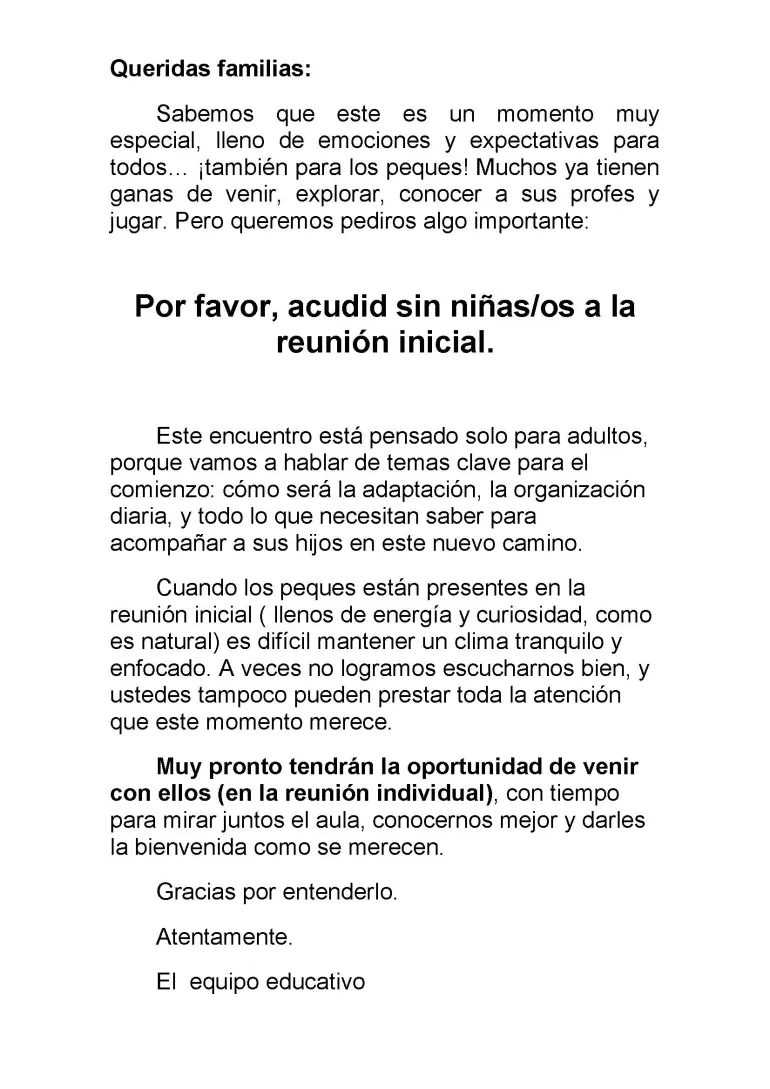 Nota reunión general escuela infantil coleta, Miguelturra 2025