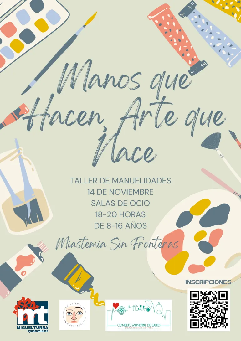 Cartel taller Manos que hacen, arte que nace, Miguelturra noviembre 2025