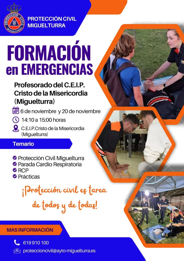 Formación primeros auxilios, protección civil Miguelturra, 2025