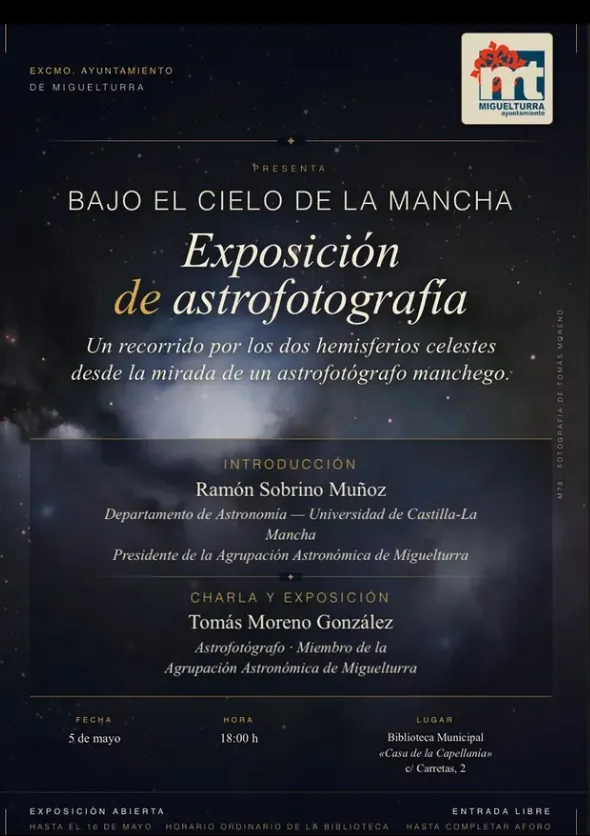 Cartel exposición Bajo el cielo de la Mancha, Miguelturra mayo de 2026