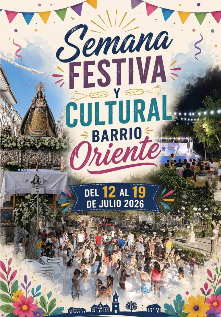 Cartel semana festiva Barrio Oriente, Miguelturra julio 2026