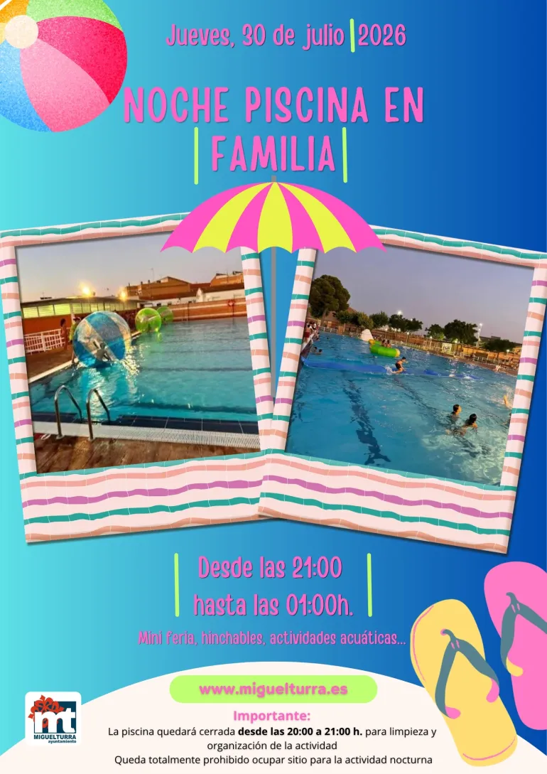 Cartel Piscina en Familia, Miguelturra julio 2026