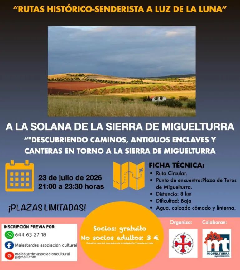 Cartel ruta histórico senderista a la Sola de Miguelturra, julio 2026