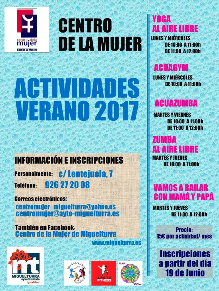 cursos imagen actividades de Verano  2017 del Centro de la  Mujer