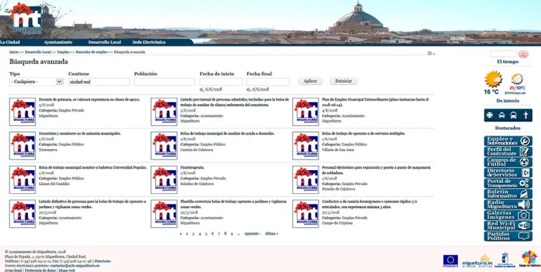 curso imagen captura pantalla zona empleo del portal web, junio 2018