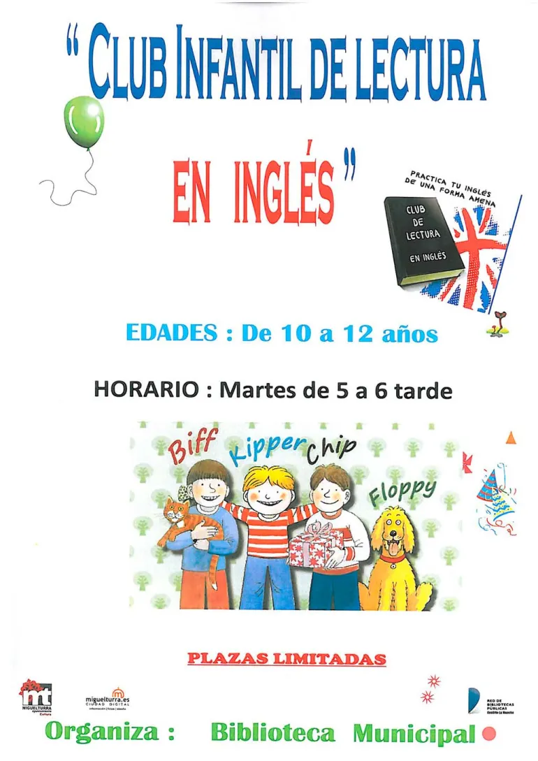 cursos imagen cartel club infantil de lectura en inglés, septiembre 2015