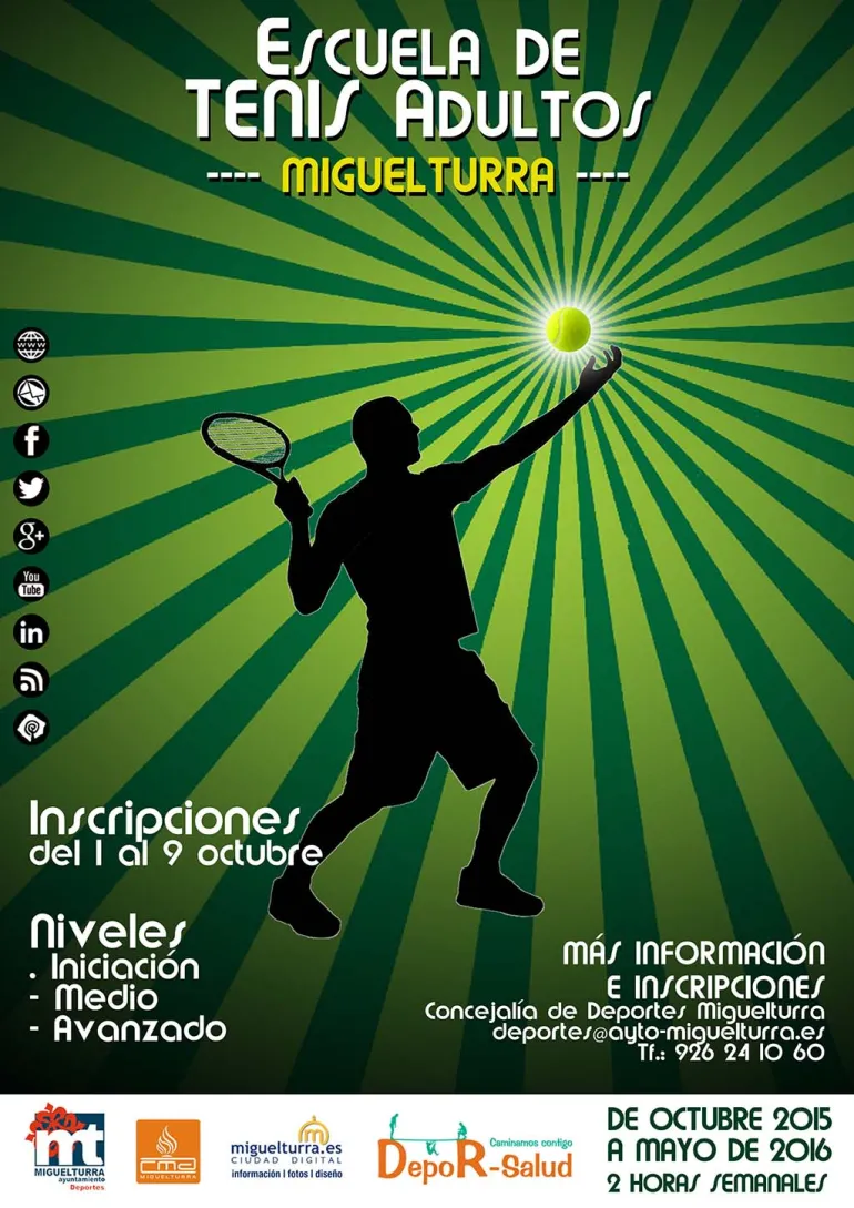 cursos imagen cartel escuela de tenis de adultos Miguelturra, octubre 2015