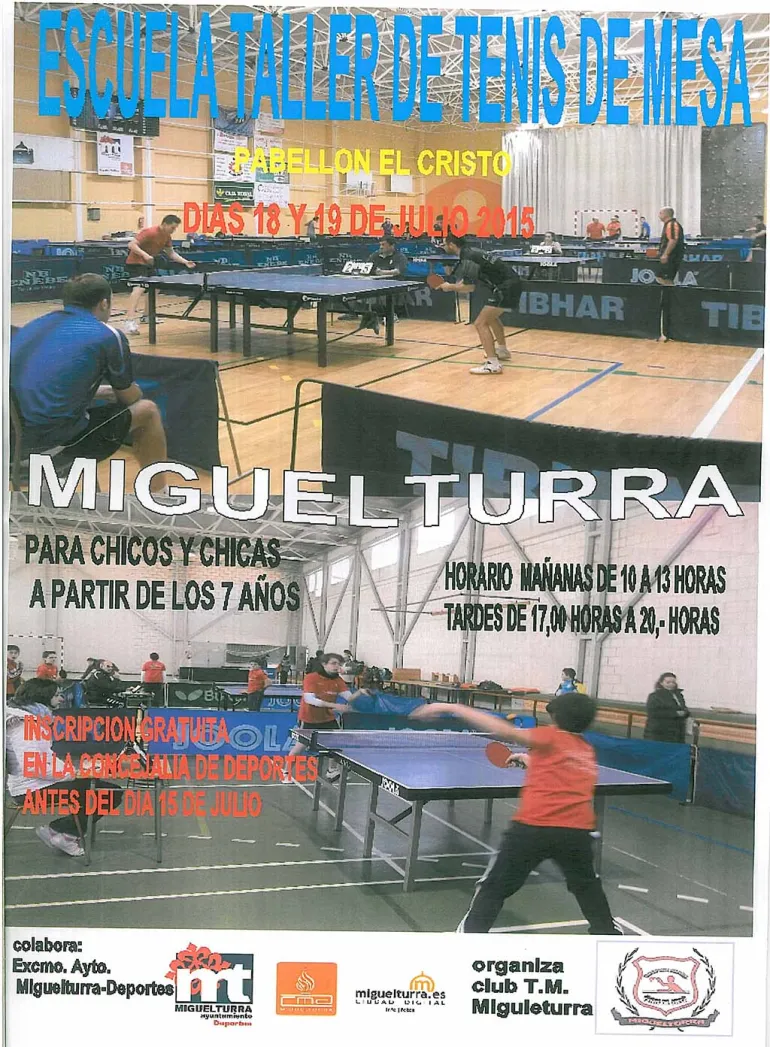 curso cartel escuela tecnificación tenis de mesa, julio 2015