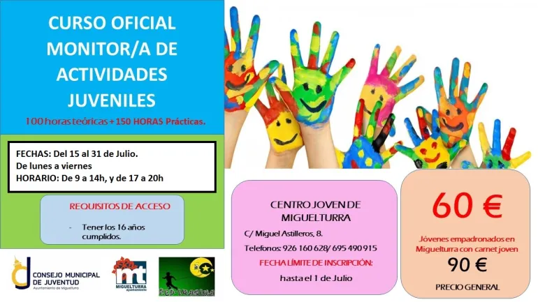 curso imagen actualizado cartel curso monitor-a actividades juveniles, julio 2019