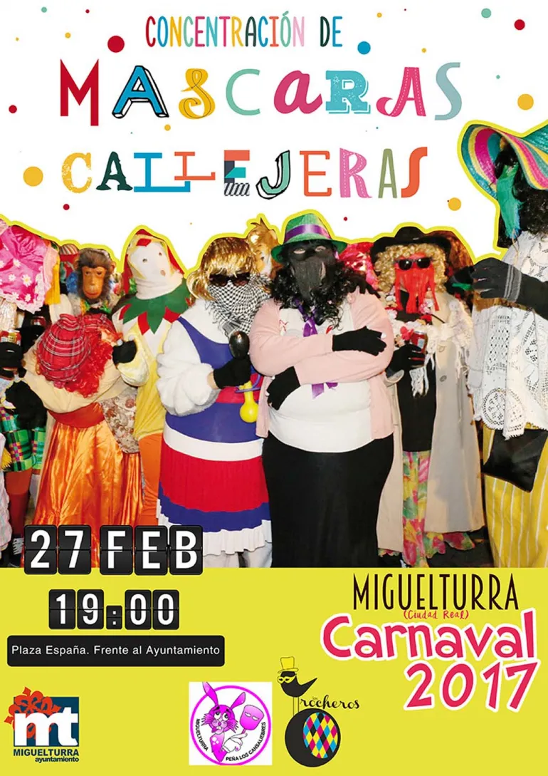evento imagen del cartel concentración de máscaras callejeras carnaval miguelturra 2017