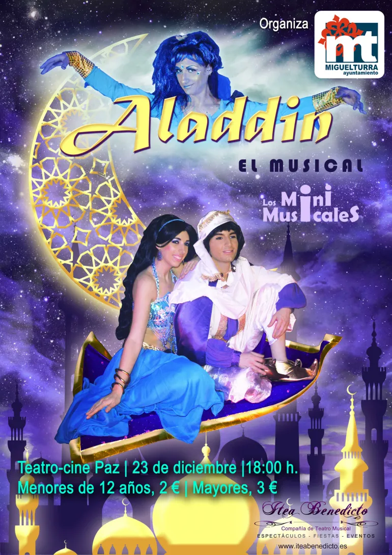 evento imagen del cartel de Aladdin el Musical en Miguelturra, diciembre 2018