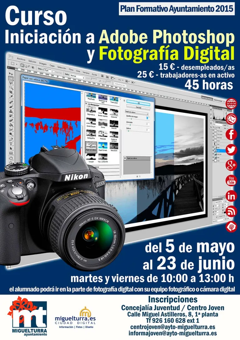 cartel curso Photoshop y Fotografía, mayo 2015