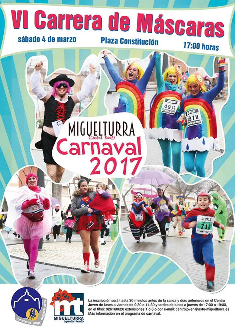 evento imagen del cartel de la carrera de máscaras carnaval miguelturra 2017