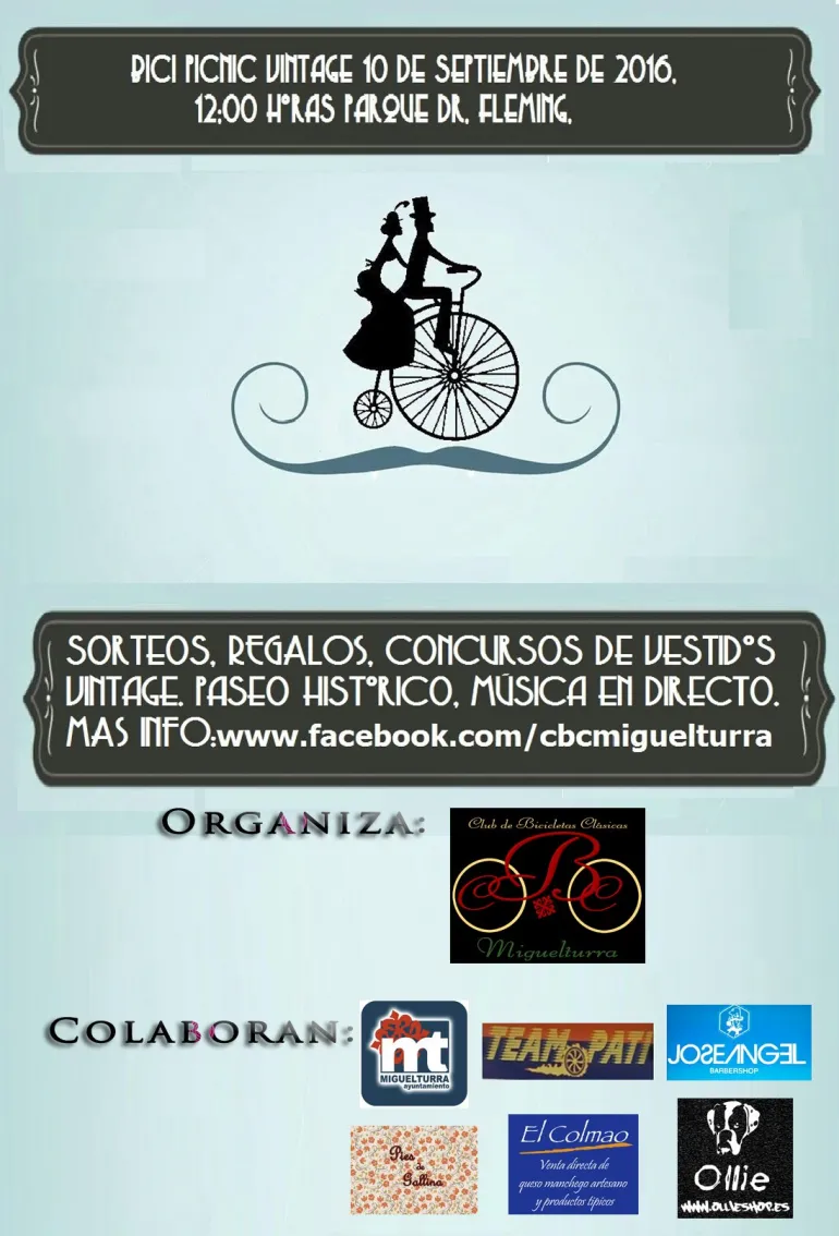 evento cartel Bici Picnic Vintage, ferias 2016 Miguelturra