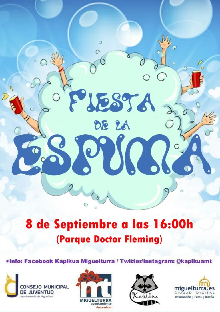 eventos, imagen de la fiesta de la espuma de las Ferias y Fiestas 2016 de Miguelturra