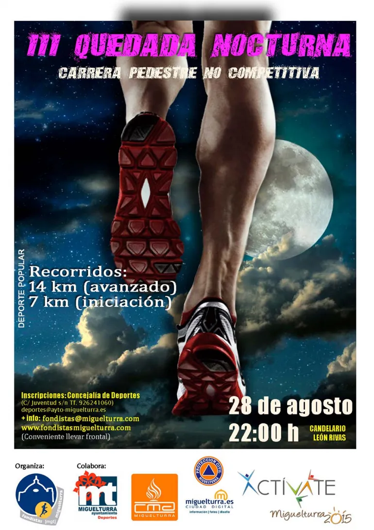 evento cartel imagen de la Carrera Nocturna, agosto 2015