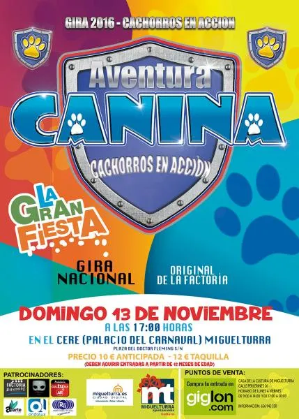 evento imagen del cartel aventura canina, noviembre 2016