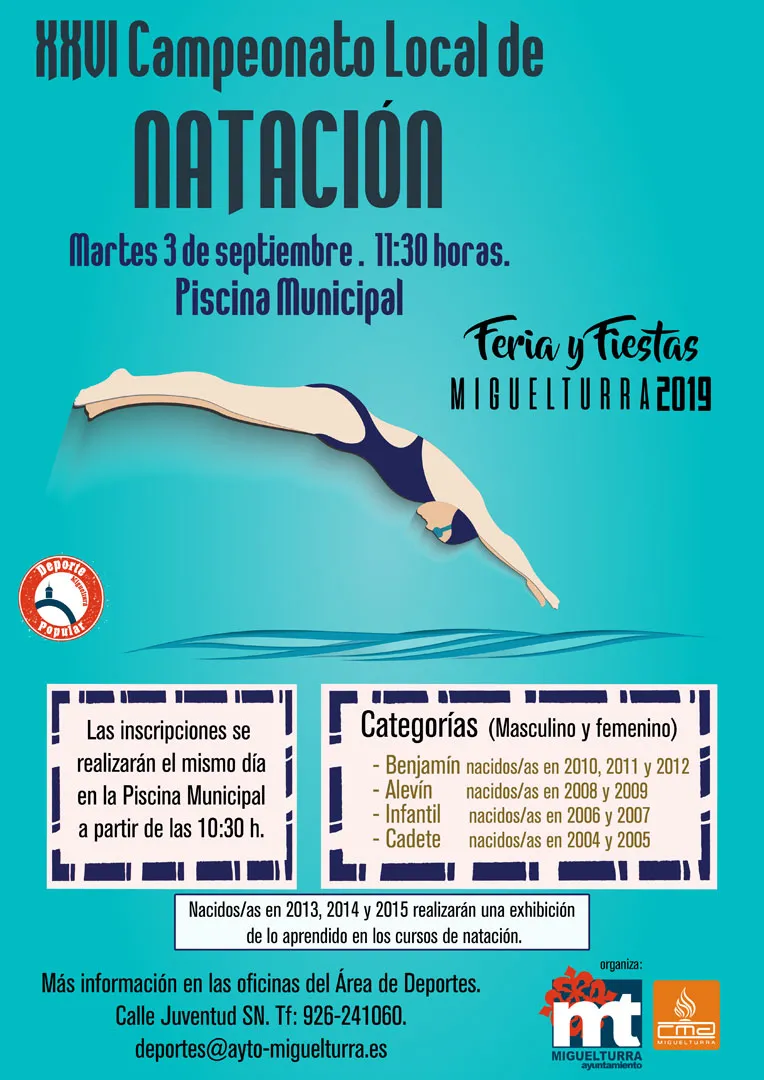 evento imagen del cartel anunciador del Campeonato Local de Natación Ferias y Fiestas 2019 Miguelturra