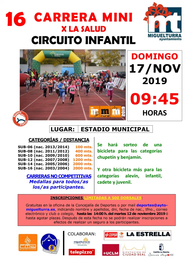 evento imagen del cartel de la Carrera Mini 2019, 17 de noviembre en Miguelturra