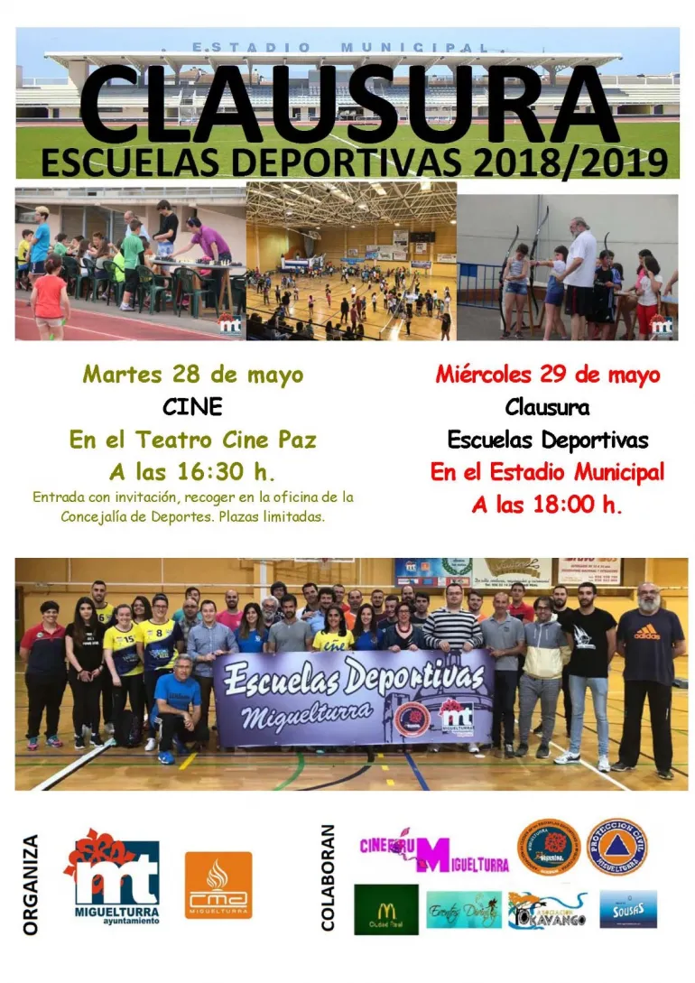 evento imagen cartel actividades clausura Escuelas Deportivas 2018/2019