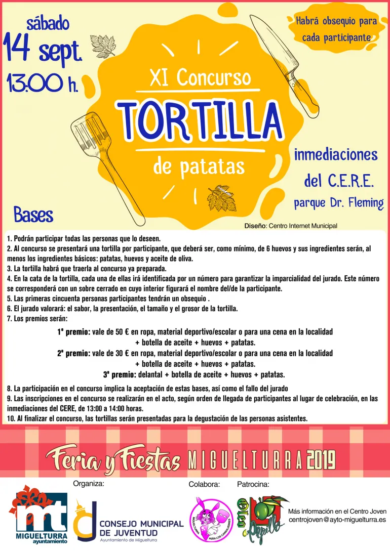 evento cartel anunciador del Concurso de Tortilla Ferias 2019 Miguelturra, diseñado por el Centro de Internet