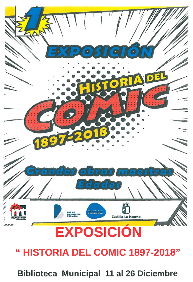 evento imagen portada exposición de la historia del cómic en Miguelturra, diciembre 2019