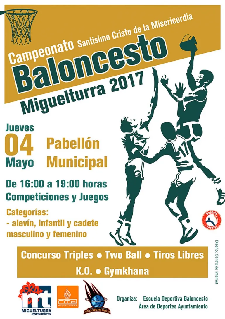 evento imagen del cartel campeonato de baloncesto, mayo 2017, diseño Centro de Internet