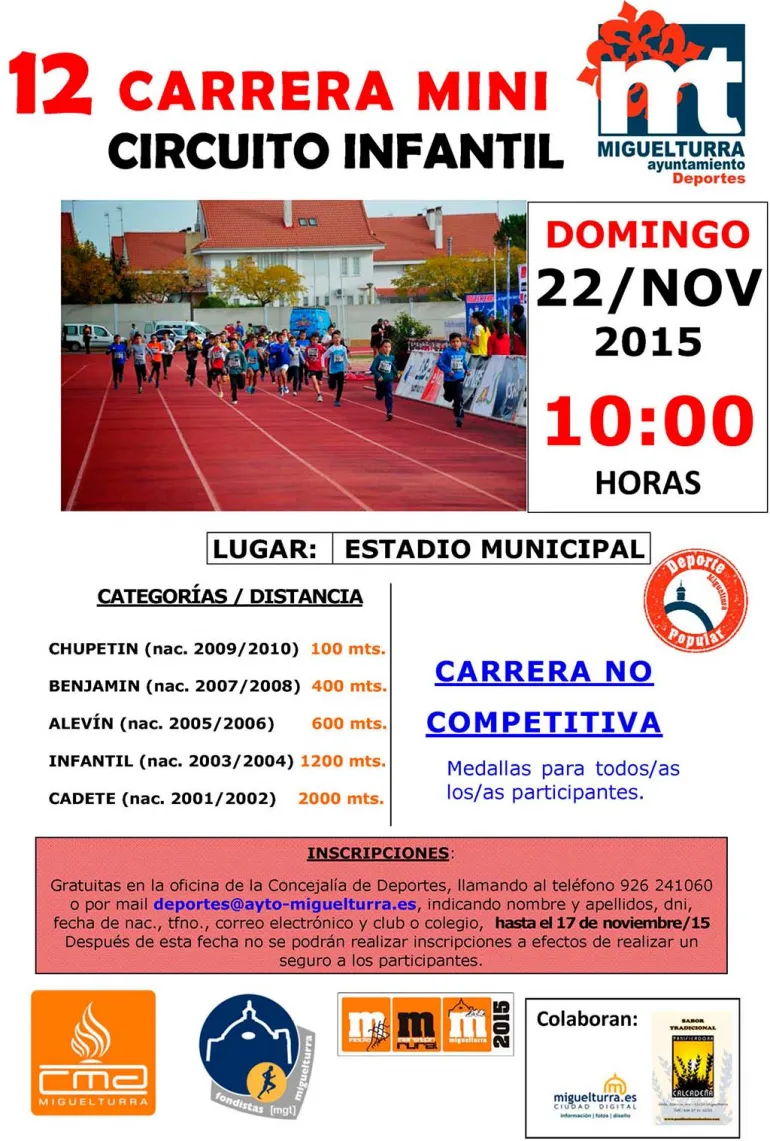 agenda imagen cartel anunciador Carrera Mini, 22 noviembre de 2015