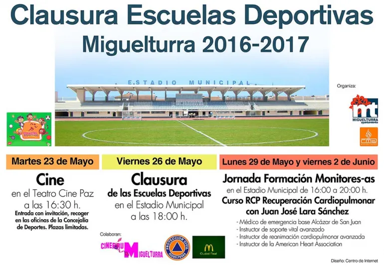 evento imagen cartel fin Escuelas Deportivas Miguelturra 2016-2017, diseño Centro de Internet