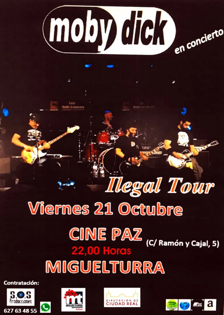 eventos, imagen del cartel del concierto de Moby Dick en Miguelturra, octubre 2016