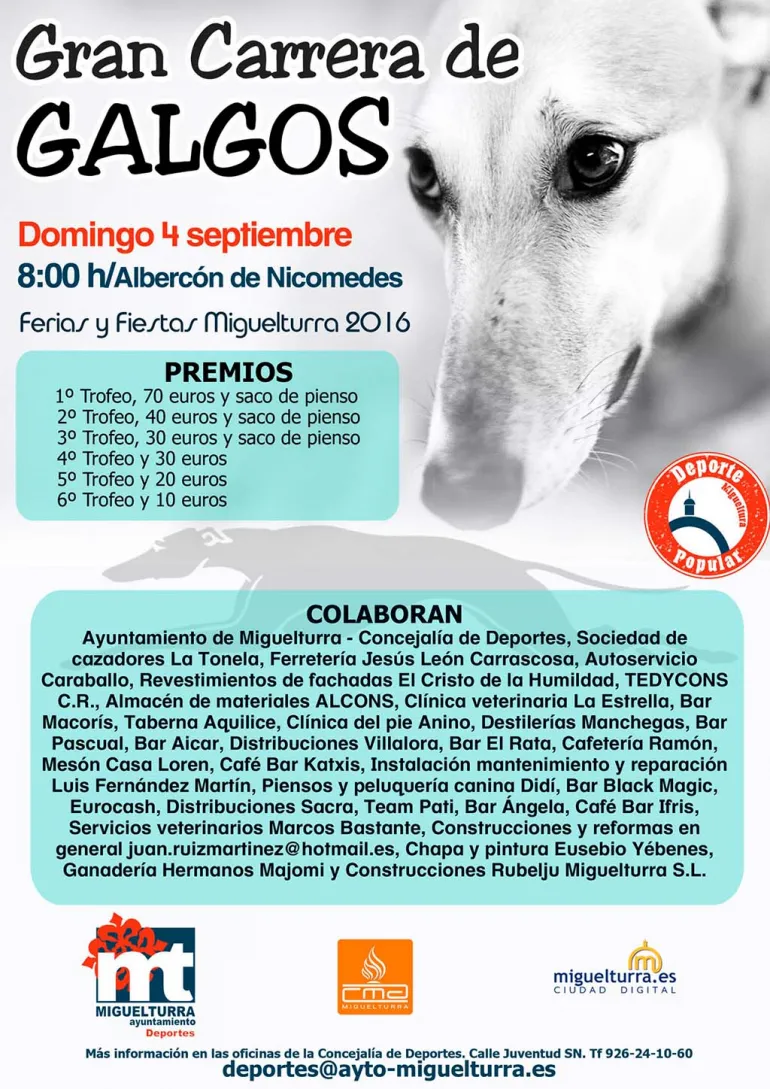 agenda imagen del cartel carrera de galgos ferias y fiestas 2016 Miguelturra