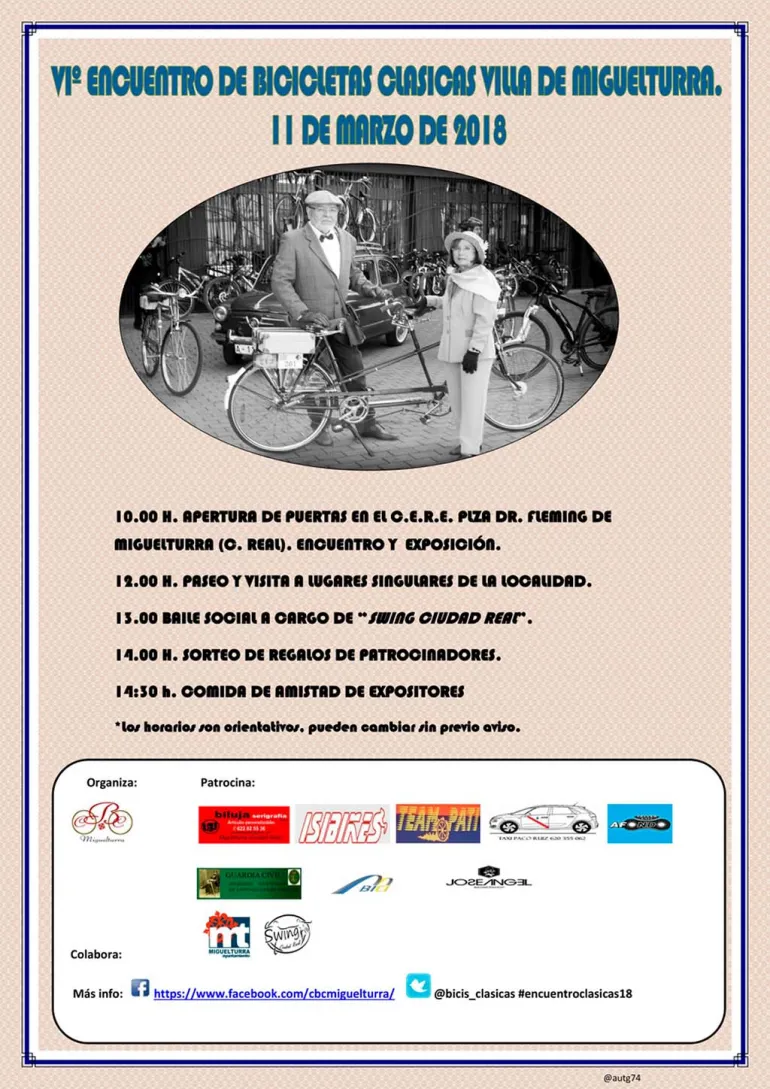 evento imagen del cartel del encuentro de bicicletas clásicas de Miguelturra, marzo 2018
