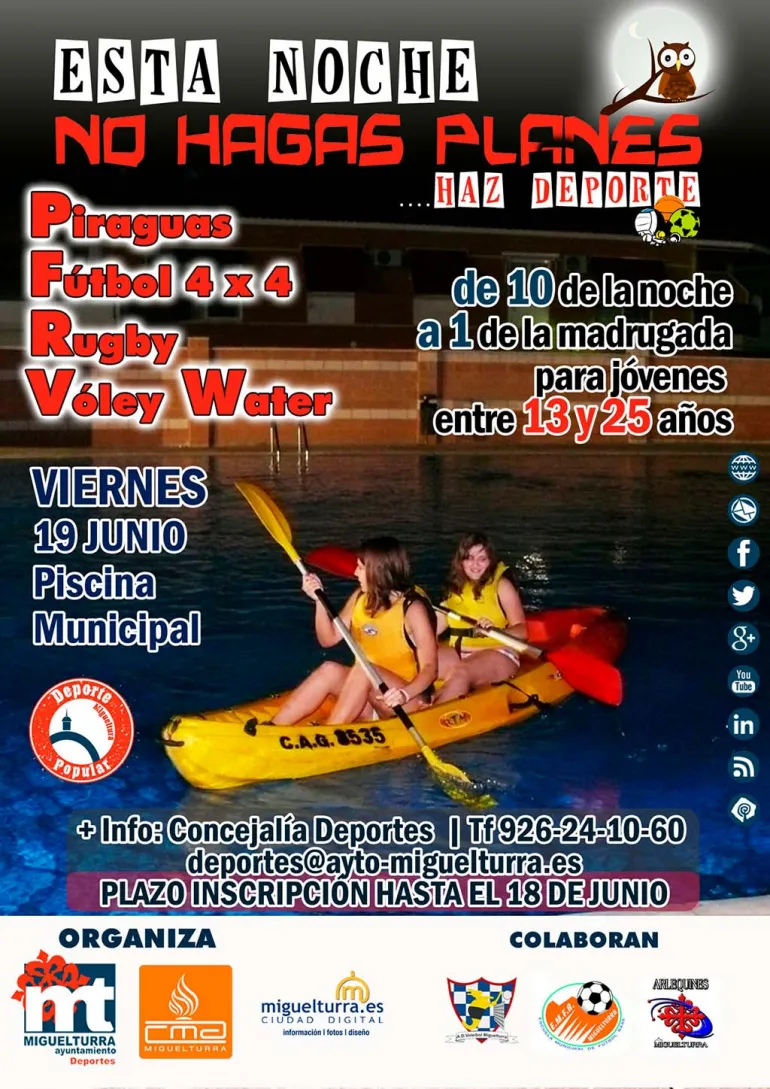agenda imagen cartel esta noche haz deporte, junio 2015