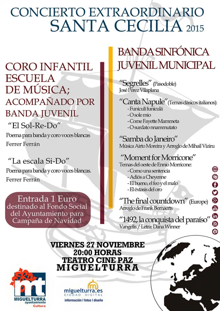 agenda imagen cartel extraordinario Santa Cecilia, 27 noviembre 2015
