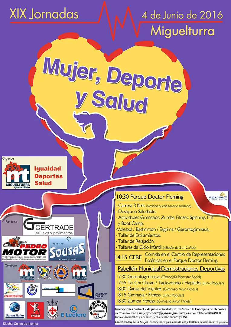 agenda imagen cartel anunciador Jornadas Mujer, Deporte y Salud 2016 Miguelturra