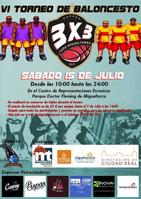 evento imagen del cartel torneo 3 por 3 baloncesto, julio 2017