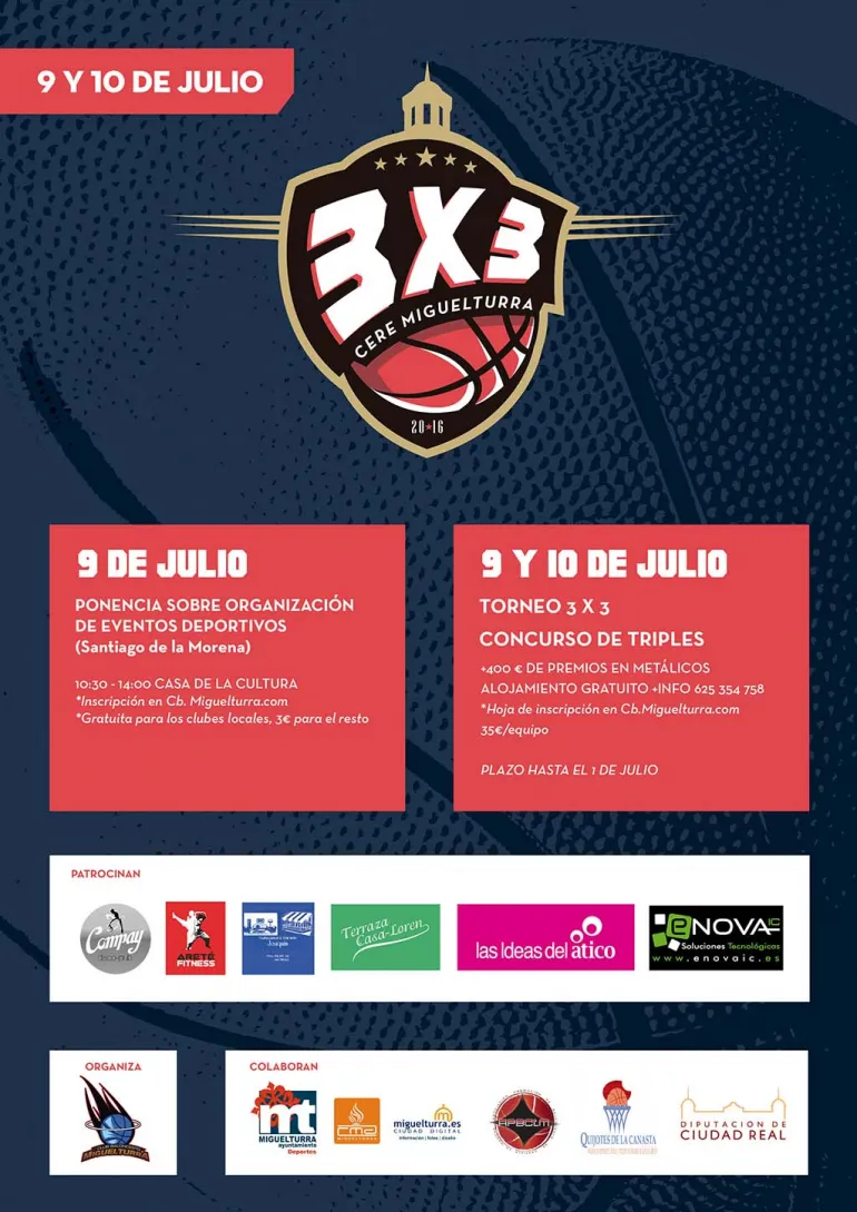 agenda imagen del cartel Campeonato Tres por Tres Baloncesto Miguelturra 2016