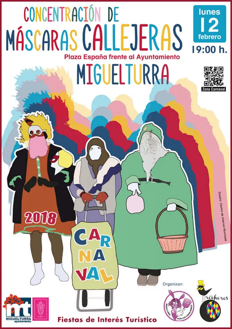 evento imagen Concentración Máscaras Callejeras Carnaval 2018, diseño cartel Centro de  Internet