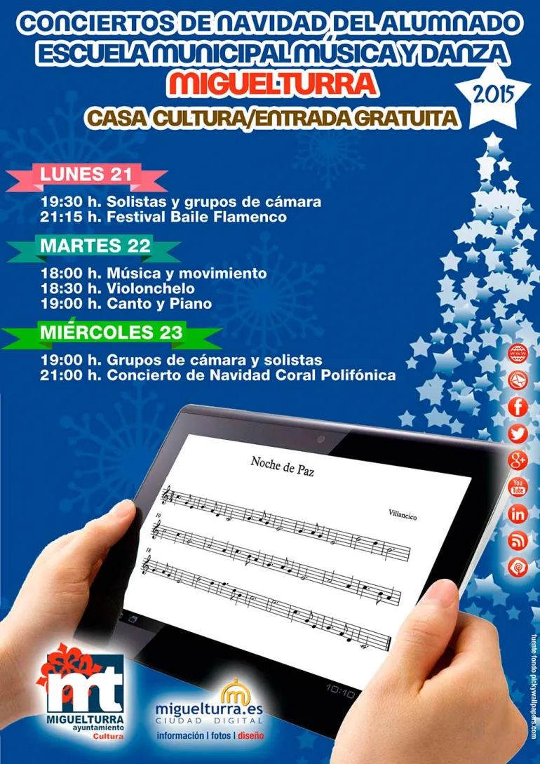 agenda imagen del cartel anunciador Conciertos de Navidad Escuela de Música y Danza de Miguelturra, diciembre 2015