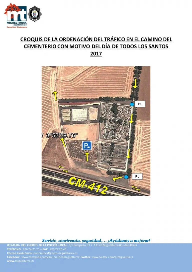 evento imagen del croquis tráfico rodado zona Cementerio, festividad Todos los Santos 2017