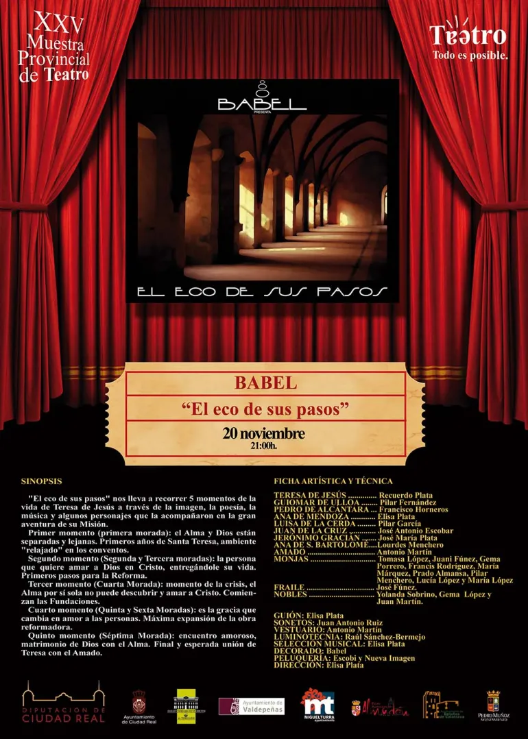 agenda obra de teatro El eco de sus pasos, noviembre 2015