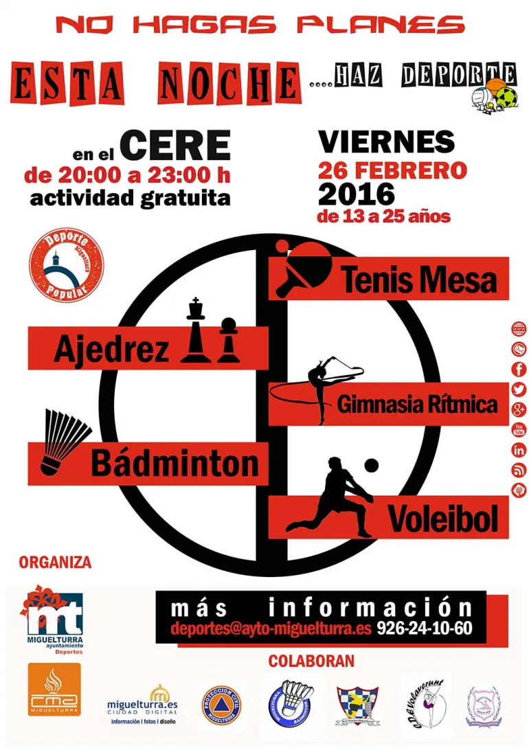 agenda imagen cartel Esta Noche Haz Deporte, 26 febrero 2016, diseño Portal web