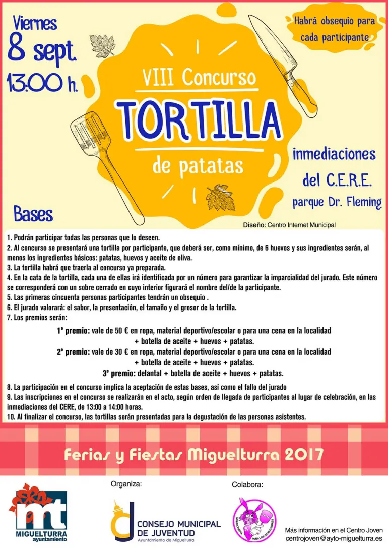 evento imagen concurso de tortilla de patatas Ferias y Fiestas 2017, diseño cartel Centro de Internet