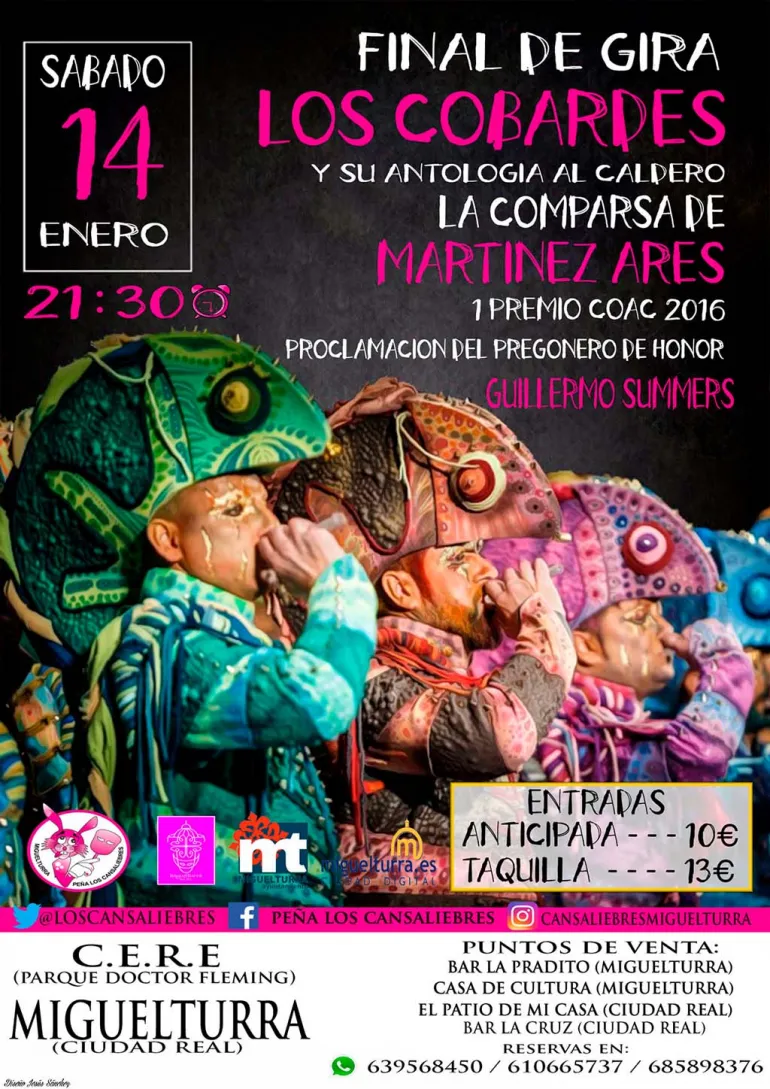 evento imagen cartel Los Cobardes, enero 2017