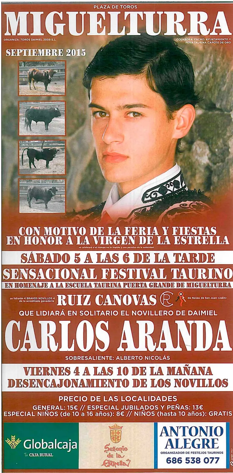 agenda imagen del cartel del festival taurino de ferias 2015 Miguelturra