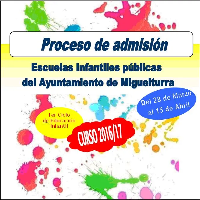 evento imagen información admisión Escuelas Infantiles 2016-2017