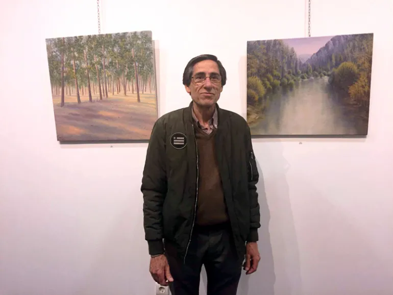 evento imagen del pintor Julián Peco en la exposición, mayo 2017