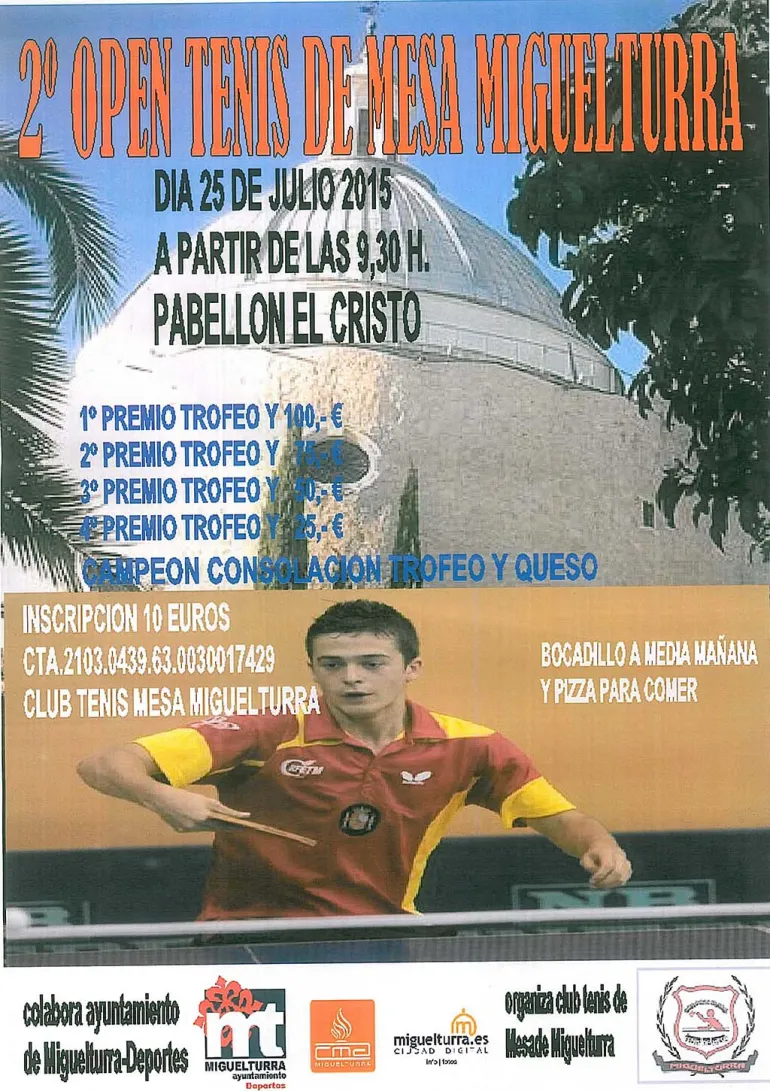 evento, cartel Open Internacional de Tenis de Mesa Miguelturra, julio 2015