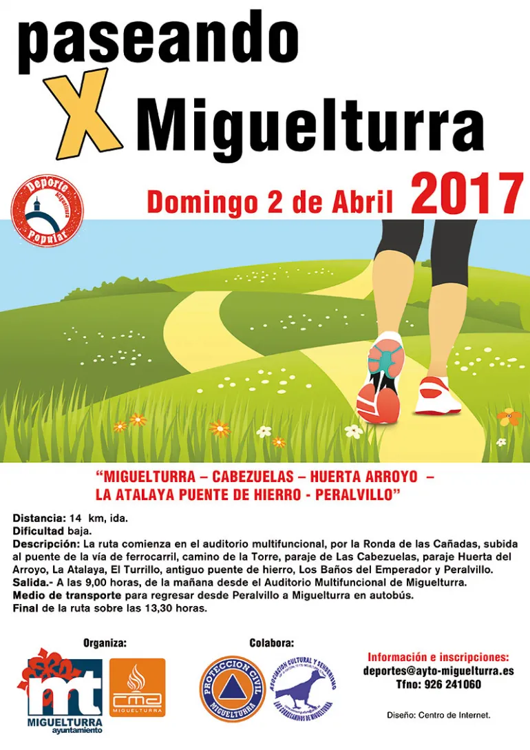 evento imagen del cartel Paseando por Miguelturra, abril 2017, diseño Centro de Internet