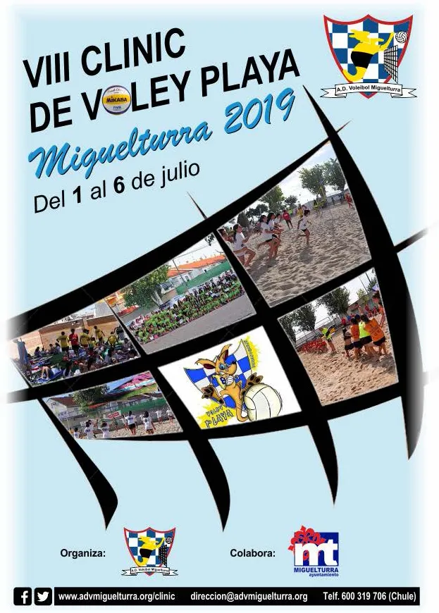 evento imagen del cartel anunciador del Clinic Vóley Playa Miguelturra 2019